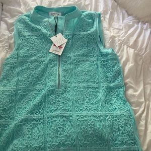 Blue crochet tank top